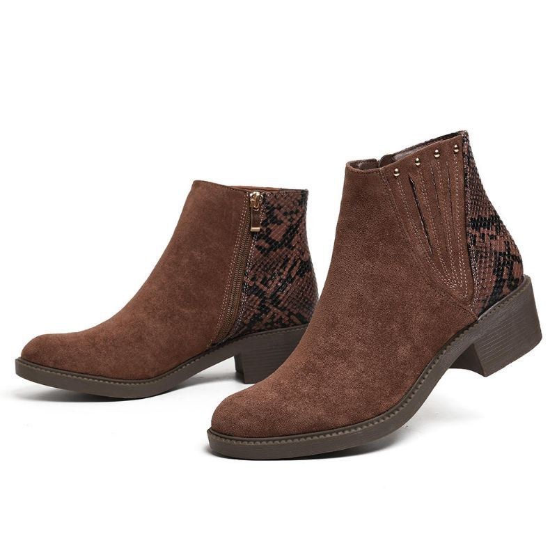 Dam Ådror Splicing Chunky Heel Casual Ankel Boots