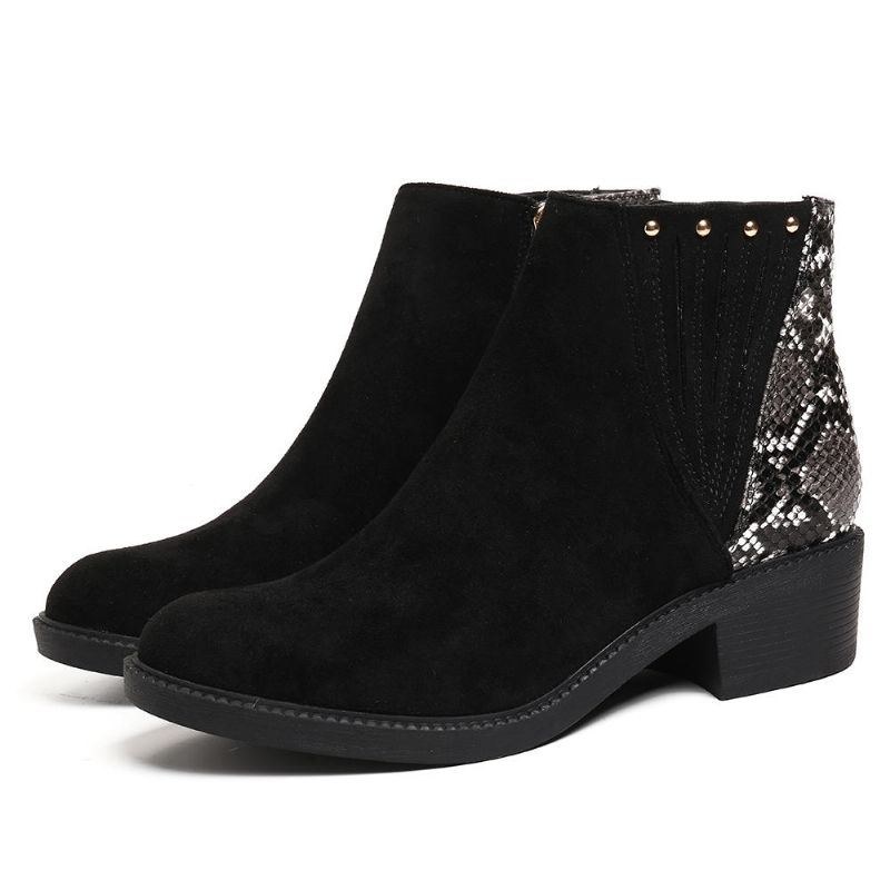 Dam Ådror Splicing Chunky Heel Casual Ankel Boots