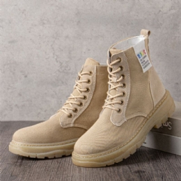 Dam Casual Canvas Tjock Sula High Top Stridsstövlar Med Snörning