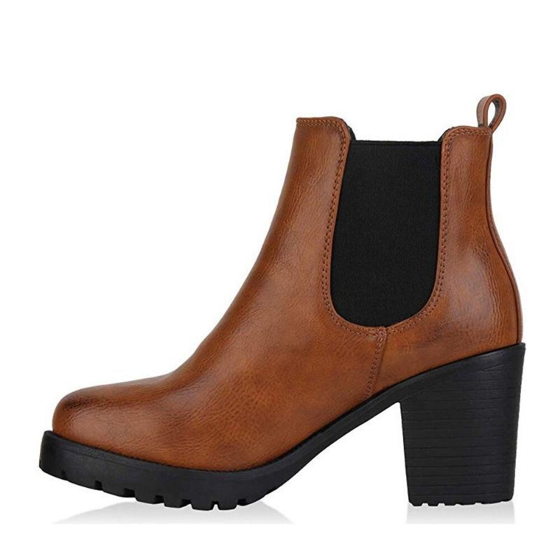 Dam Casual Slip On Round Toe Platform Chunky Heel Ankel Boots