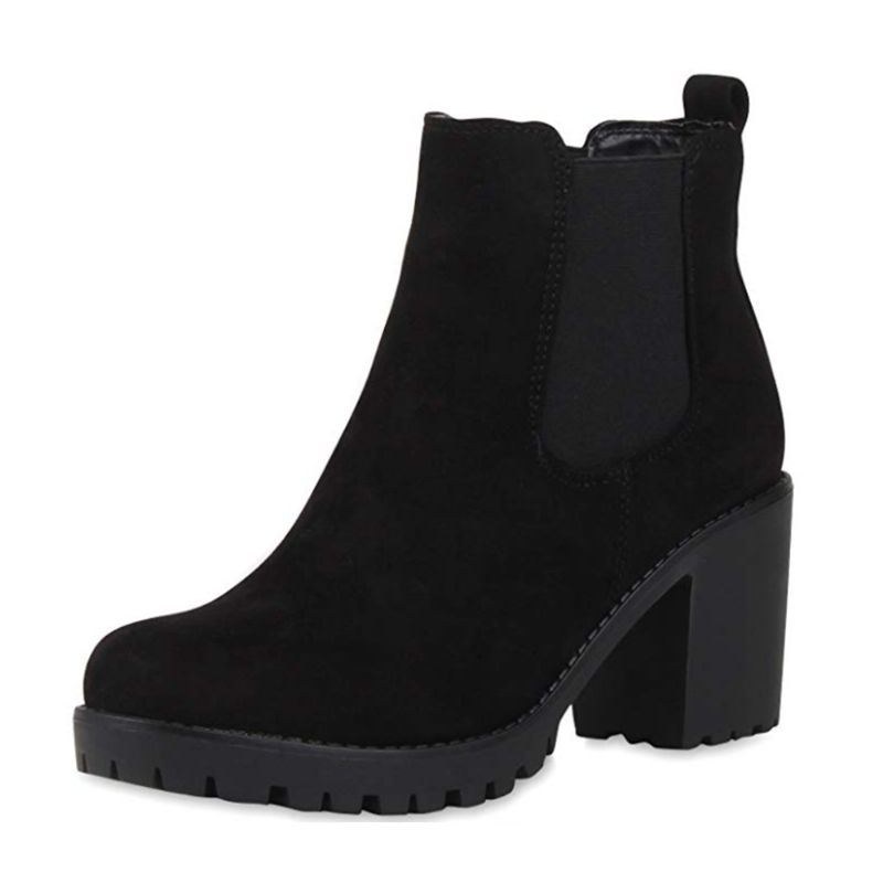 Dam Casual Slip On Round Toe Platform Chunky Heel Ankel Boots