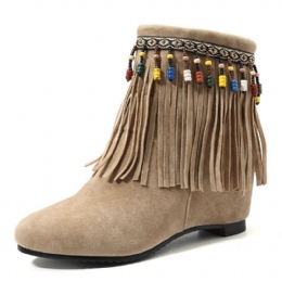 Dam Large Size Bohemian Tassel Zipper Ankel Boots