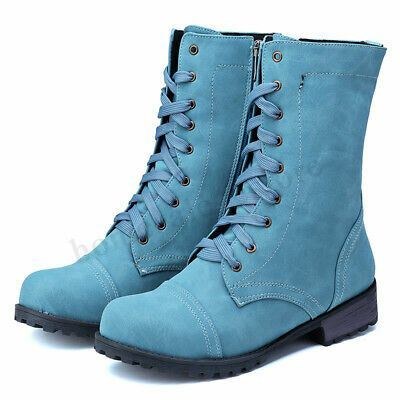 Dam Plus Size Motorcykel Rund Toe Retro Mid Calf Boots