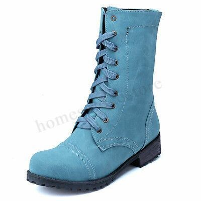 Dam Plus Size Motorcykel Rund Toe Retro Mid Calf Boots