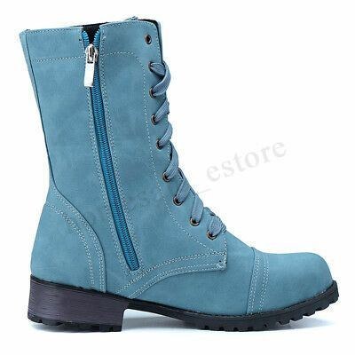 Dam Plus Size Motorcykel Rund Toe Retro Mid Calf Boots