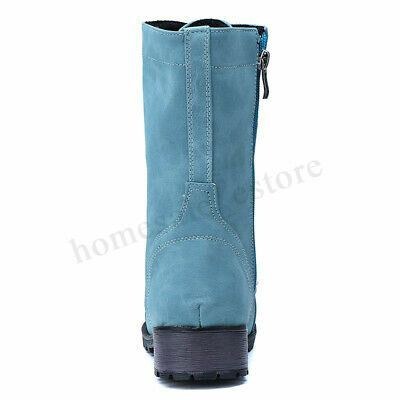 Dam Plus Size Motorcykel Rund Toe Retro Mid Calf Boots