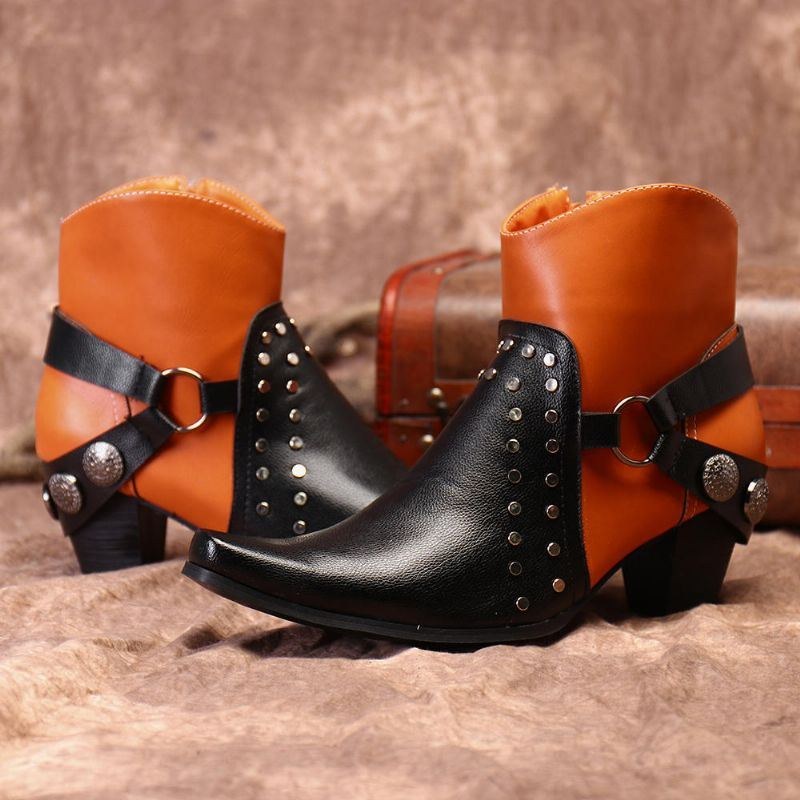 Dam Plus Size Retro Stitching Ankelboots