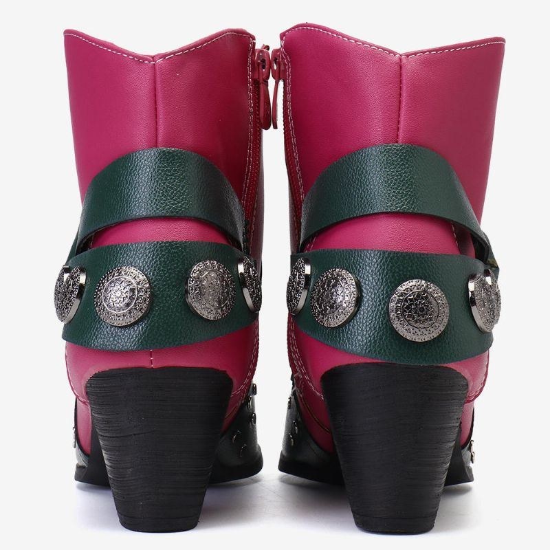 Dam Plus Size Retro Stitching Ankelboots