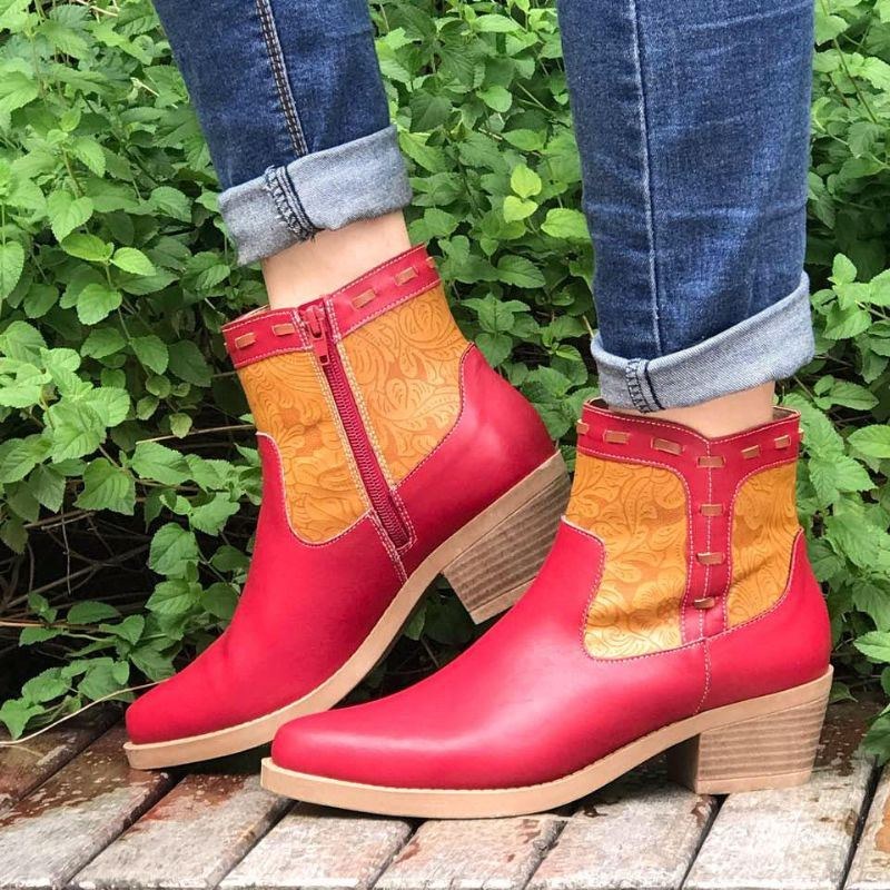 Dam Splicing Chunky Heel Casual Ankelboots