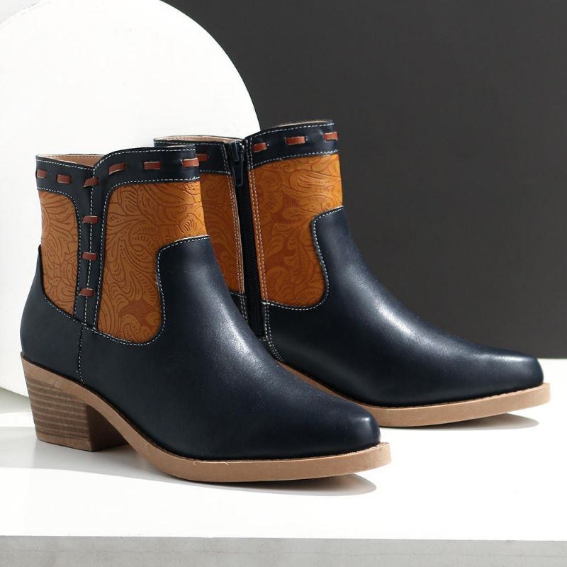 Dam Splicing Chunky Heel Casual Ankelboots