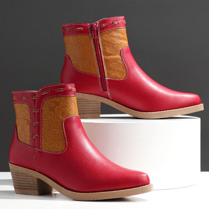 Dam Splicing Chunky Heel Casual Ankelboots