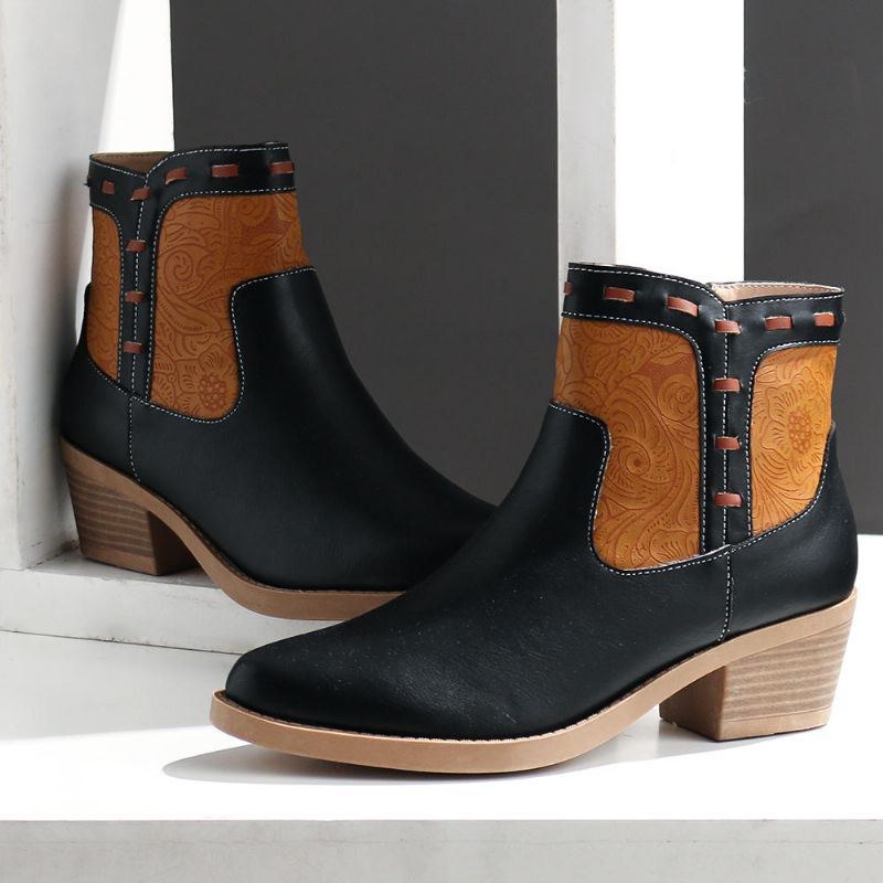 Dam Splicing Chunky Heel Casual Ankelboots