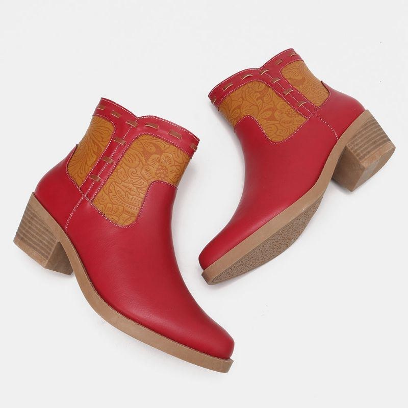 Dam Splicing Chunky Heel Casual Ankelboots