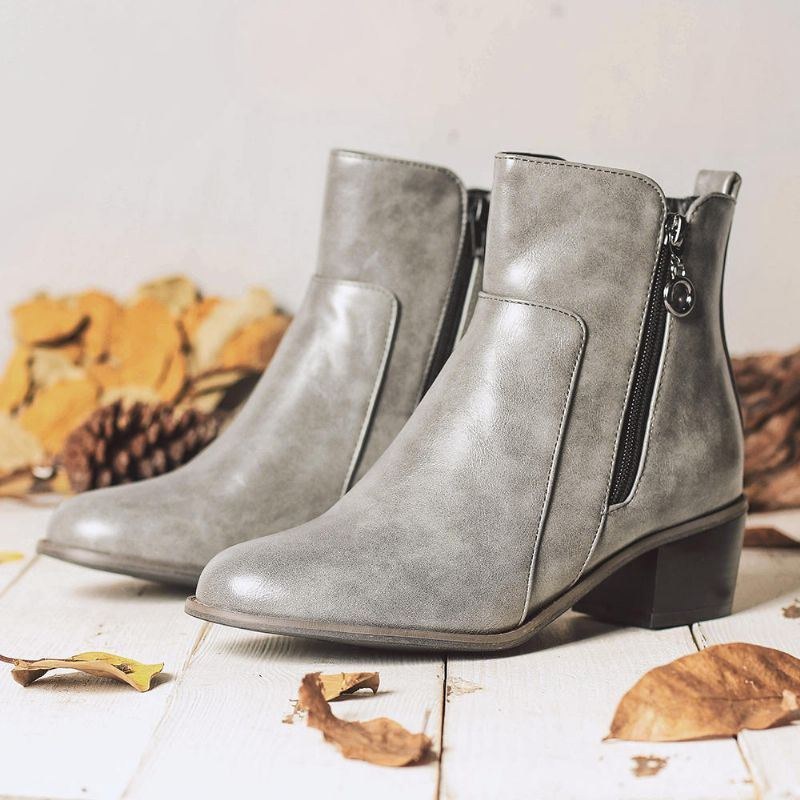 Dam Stor Storlek Retro Chunky Heel Casual Ankelboots