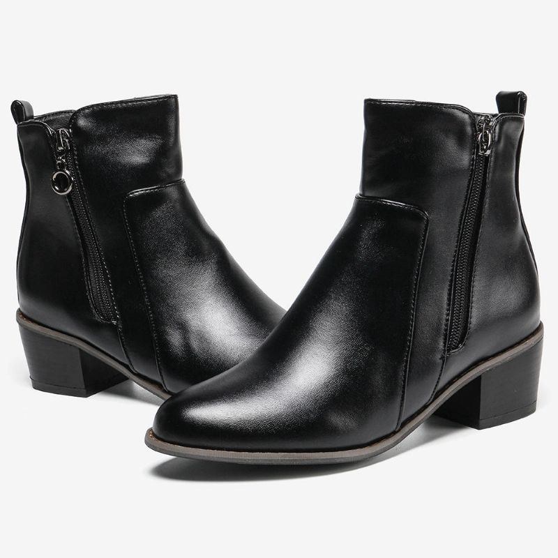 Dam Stor Storlek Retro Chunky Heel Casual Ankelboots