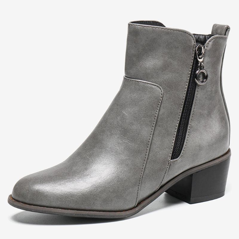 Dam Stor Storlek Retro Chunky Heel Casual Ankelboots