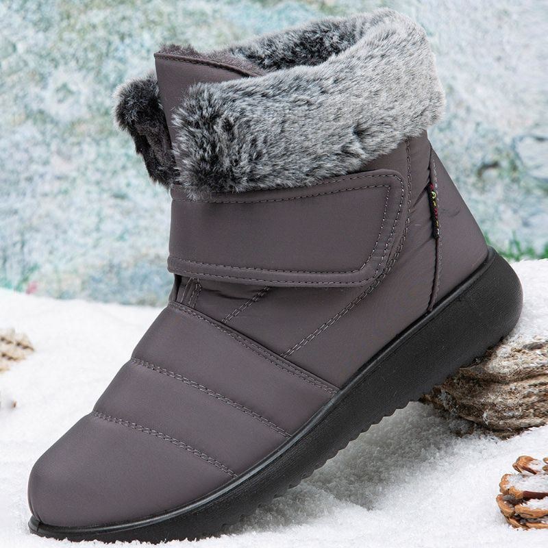 Dam Stor Storlek Varmfodrad Krokögla Plus Velvet Ankel Snow Boots