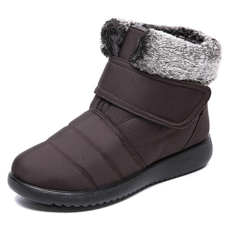 Dam Stor Storlek Varmfodrad Krokögla Plus Velvet Ankel Snow Boots