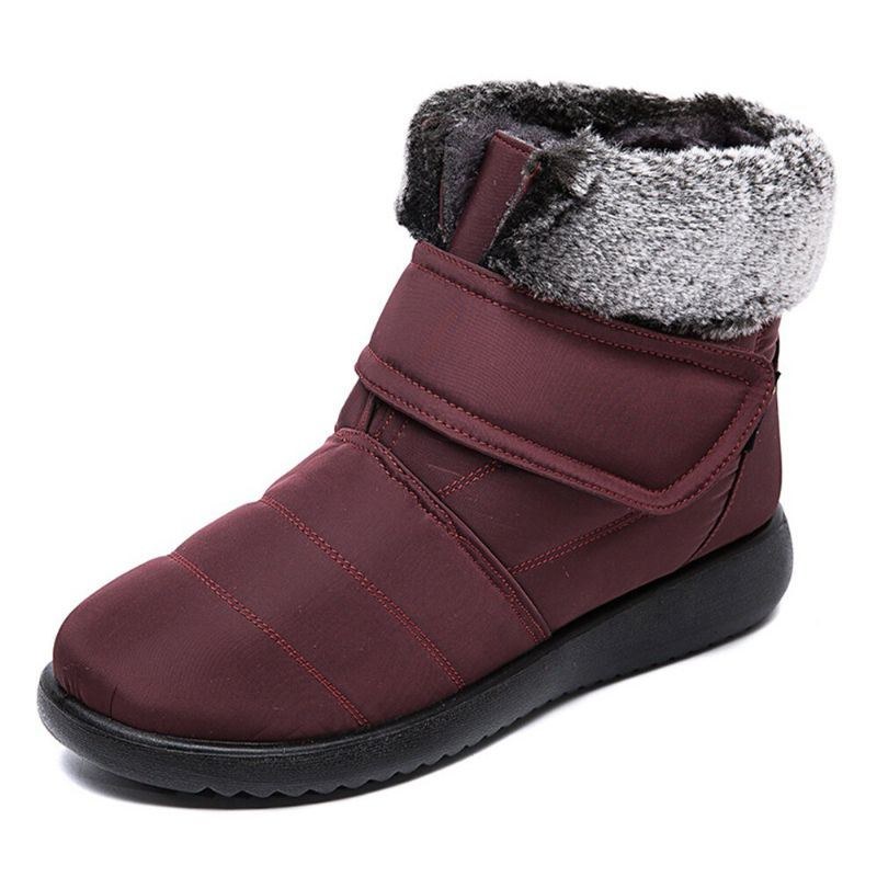 Dam Stor Storlek Varmfodrad Krokögla Plus Velvet Ankel Snow Boots