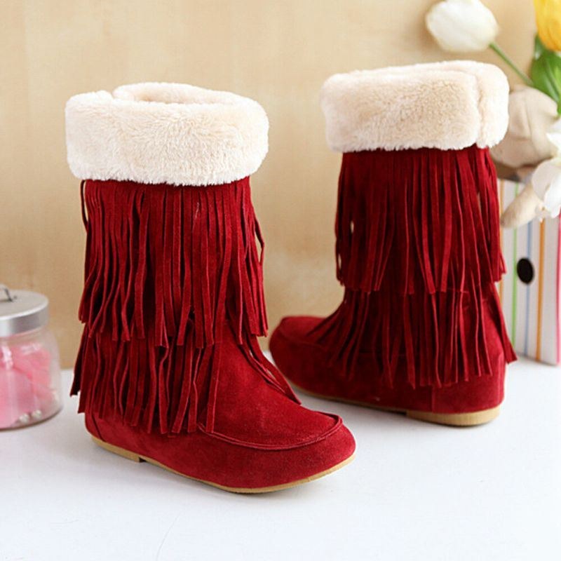 Dam Tofs Boots Warm Fluff Flanging Mid-calf Snow Boots