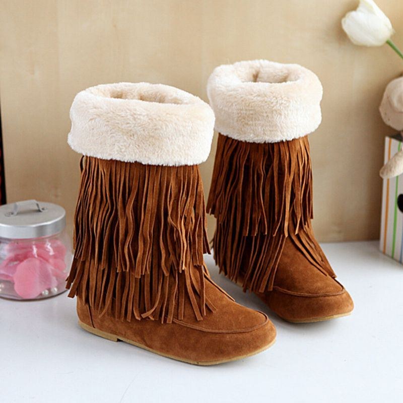 Dam Tofs Boots Warm Fluff Flanging Mid-calf Snow Boots