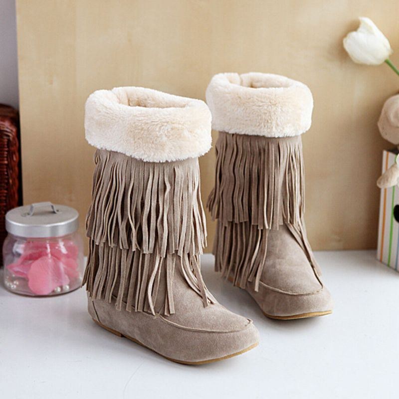 Dam Tofs Boots Warm Fluff Flanging Mid-calf Snow Boots