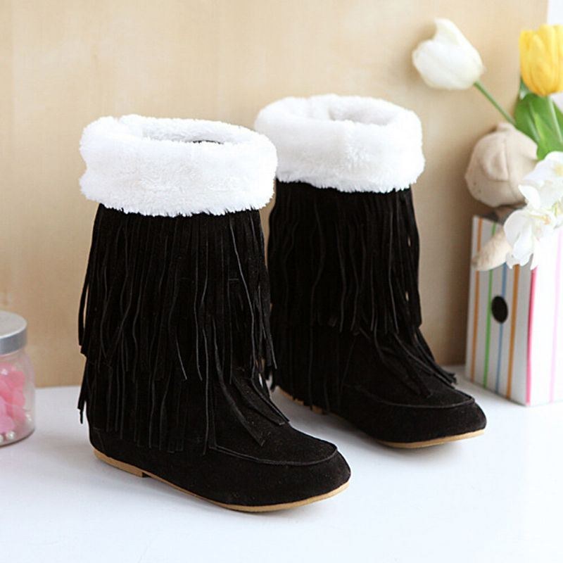 Dam Tofs Boots Warm Fluff Flanging Mid-calf Snow Boots