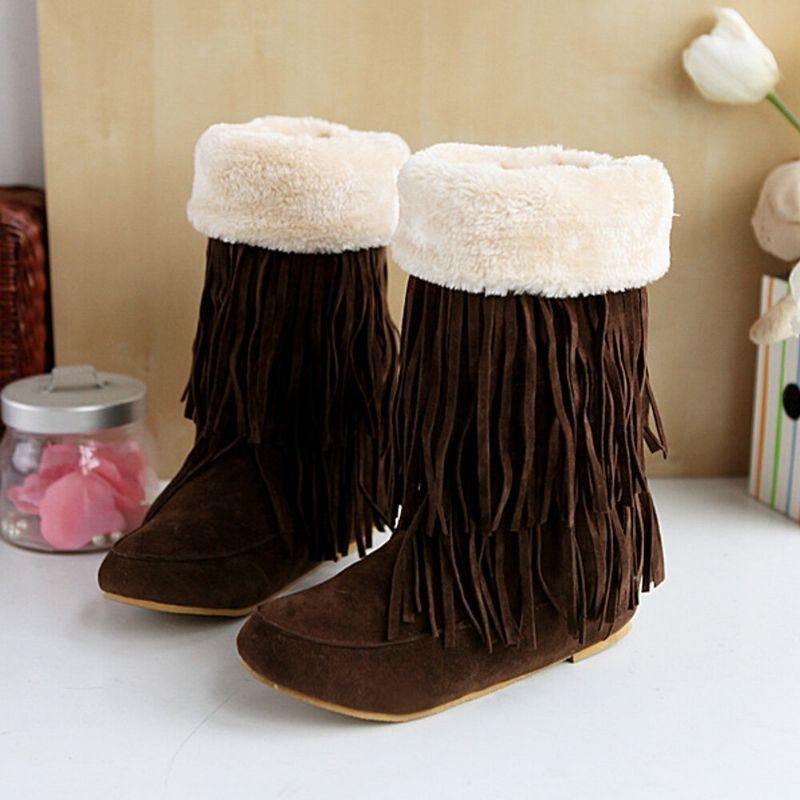 Dam Tofs Boots Warm Fluff Flanging Mid-calf Snow Boots