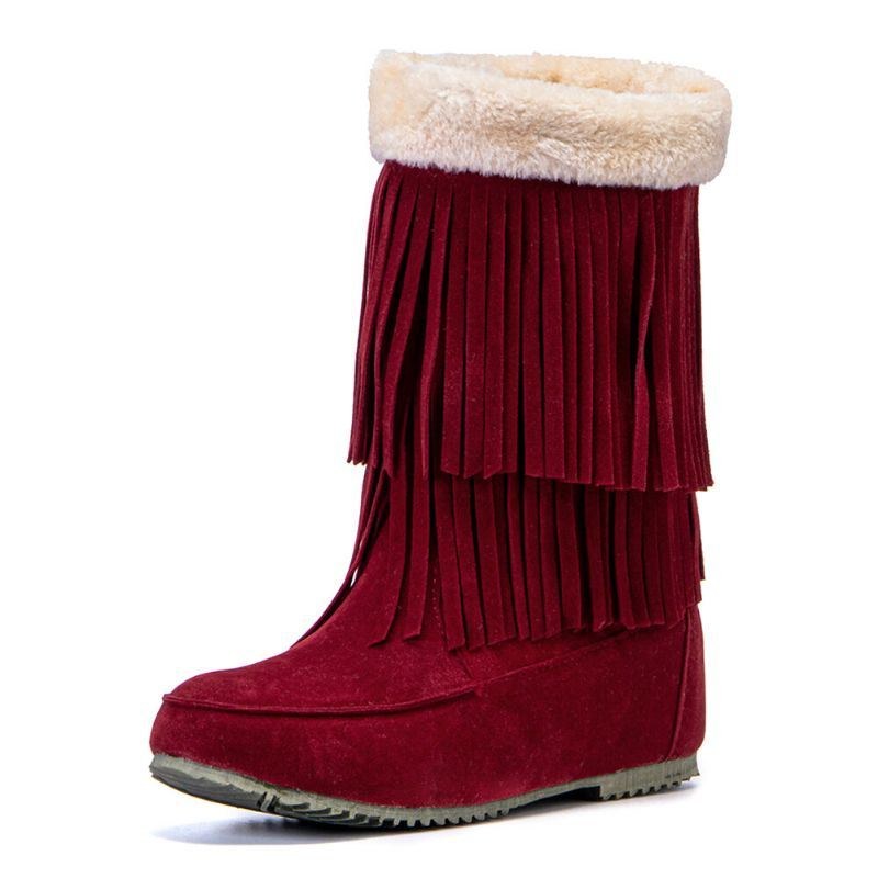 Dam Tofs Boots Warm Fluff Flanging Mid-calf Snow Boots