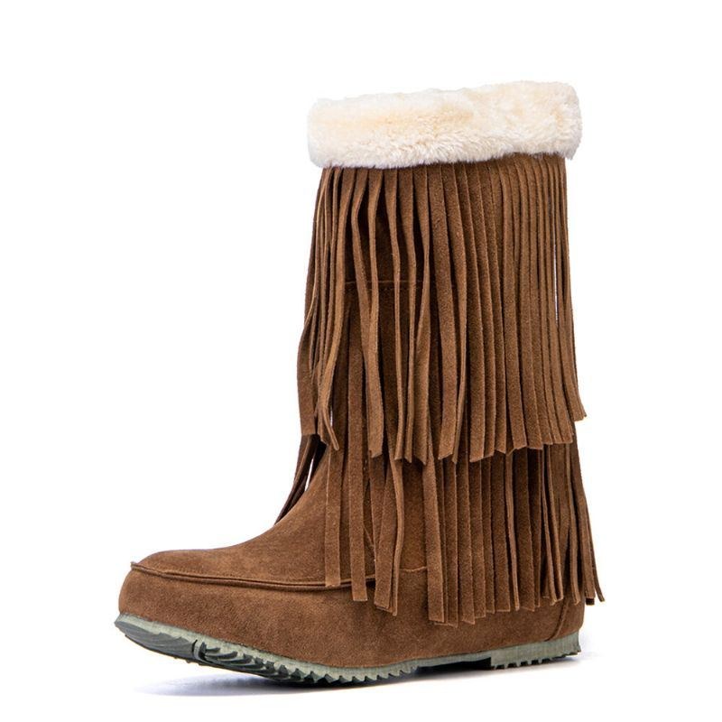 Dam Tofs Boots Warm Fluff Flanging Mid-calf Snow Boots