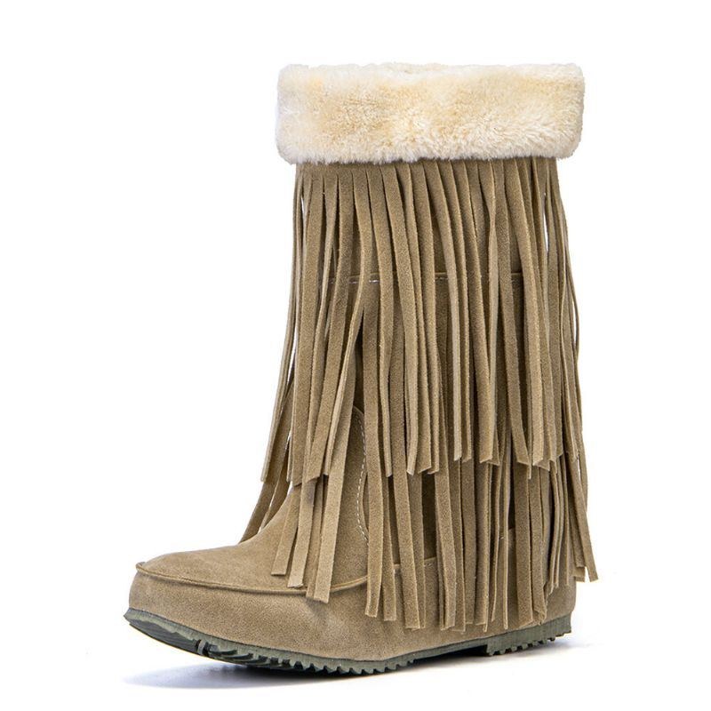 Dam Tofs Boots Warm Fluff Flanging Mid-calf Snow Boots