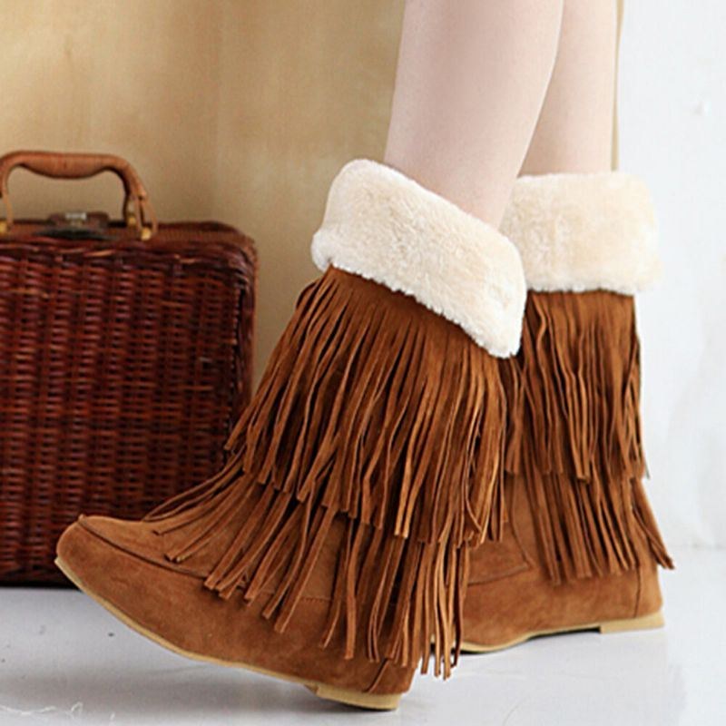 Dam Tofs Boots Warm Fluff Flanging Mid-calf Snow Boots