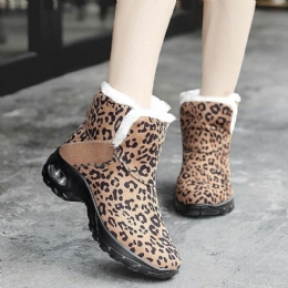 Dam Varmfodrade Halksäkra Leopard Slip On Korta Snow Boots