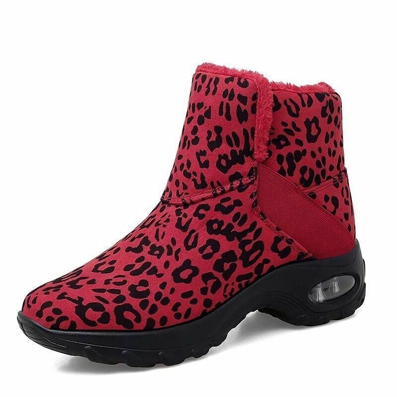 Dam Varmfodrade Halksäkra Leopard Slip On Korta Snow Boots