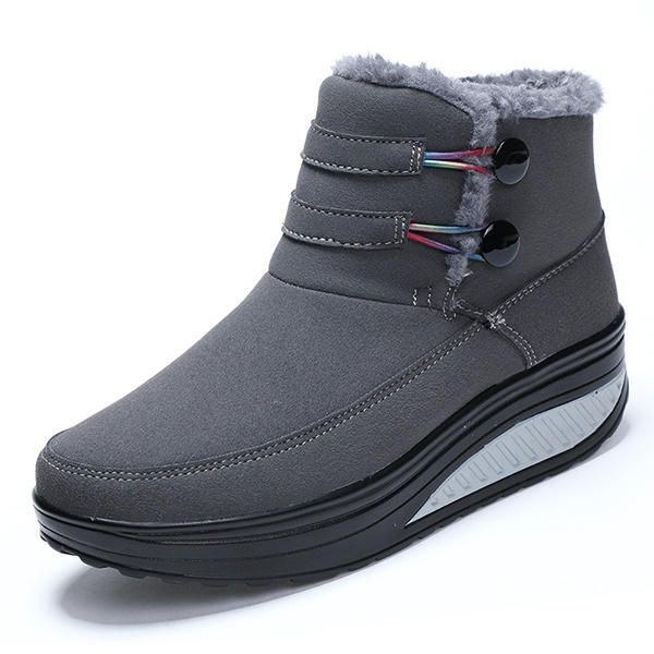 Dam Vinter Slip On Keep Warm Boots Fuskpäls Foder Rockersula Skor Snow Boots