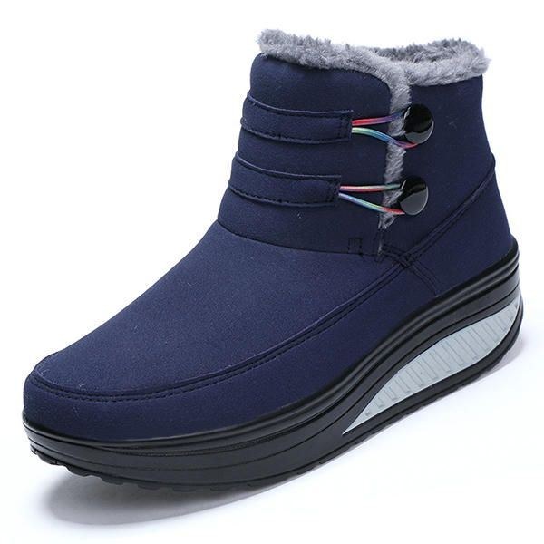 Dam Vinter Slip On Keep Warm Boots Fuskpäls Foder Rockersula Skor Snow Boots