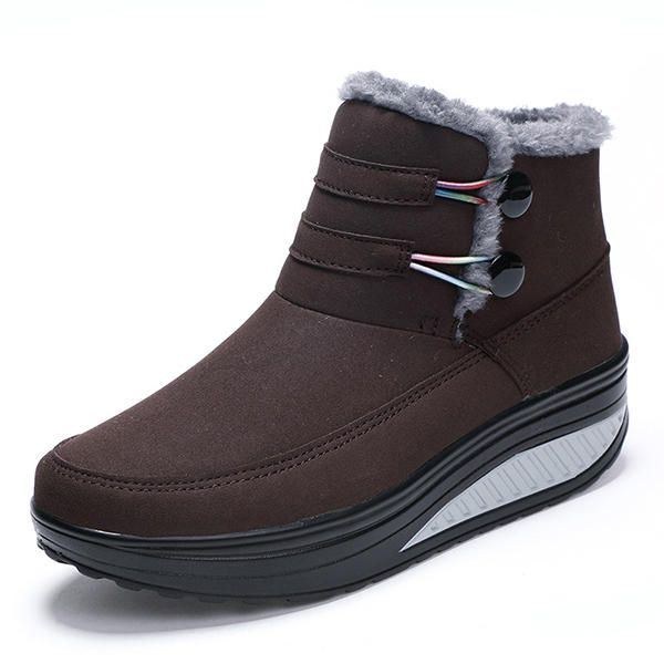 Dam Vinter Slip On Keep Warm Boots Fuskpäls Foder Rockersula Skor Snow Boots