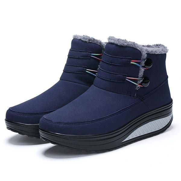 Dam Vinter Slip On Keep Warm Boots Fuskpäls Foder Rockersula Skor Snow Boots