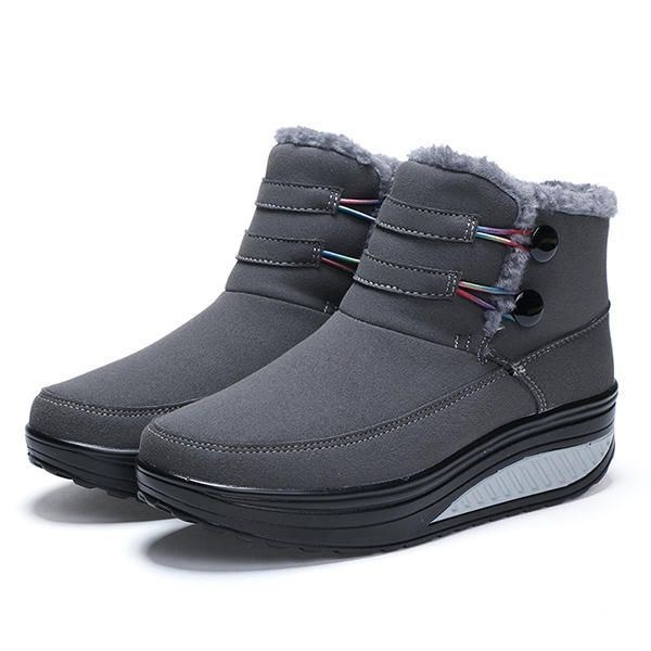 Dam Vinter Slip On Keep Warm Boots Fuskpäls Foder Rockersula Skor Snow Boots