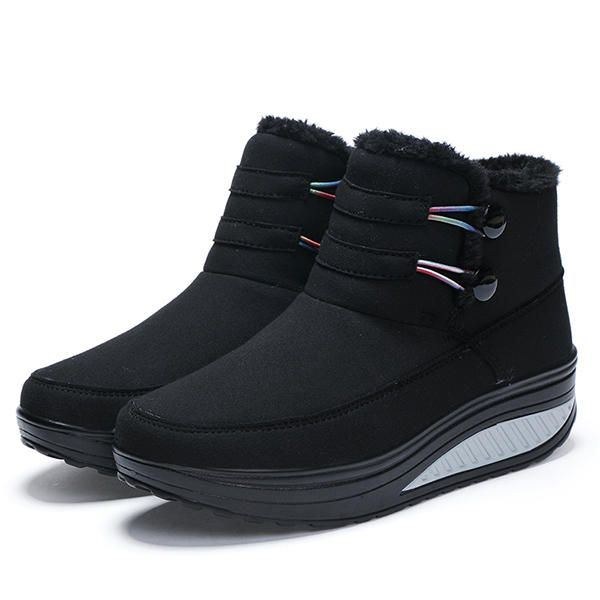 Dam Vinter Slip On Keep Warm Boots Fuskpäls Foder Rockersula Skor Snow Boots