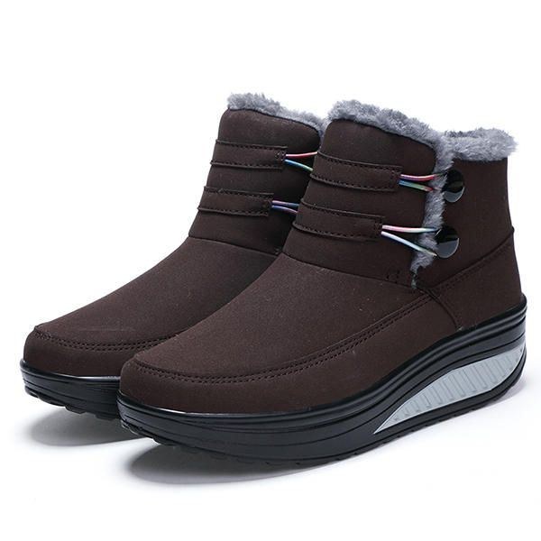 Dam Vinter Slip On Keep Warm Boots Fuskpäls Foder Rockersula Skor Snow Boots