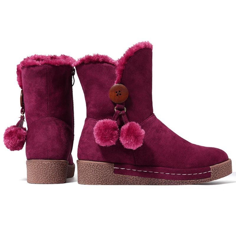 Dam Zipper Boots Plysch Päls Varma Snow Boots