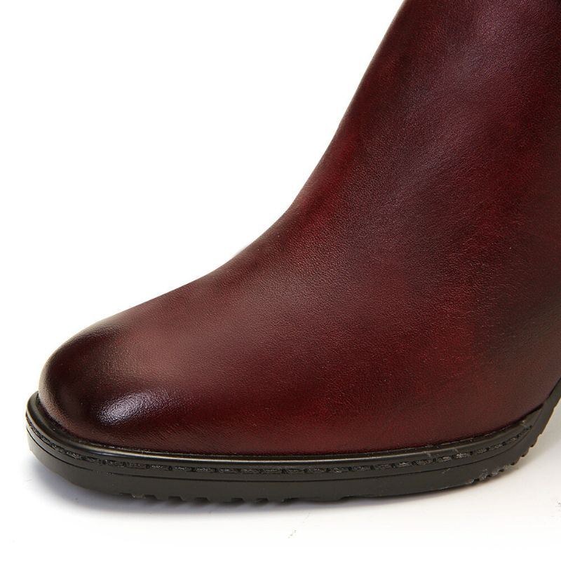 Damer Dam Blommigt Burgundy Spänne Deco Fyrkantig Tå Varmfodrade Dragkedjor Ankelboots