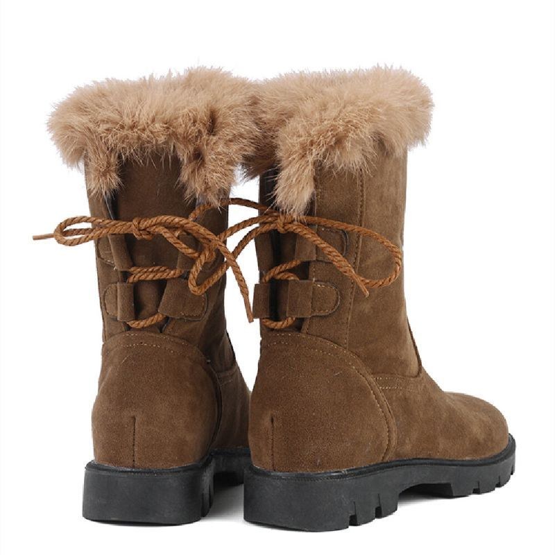 Plus Size Dam Casual Straps Varma Plyschfoder Mid Calf Snow Boots