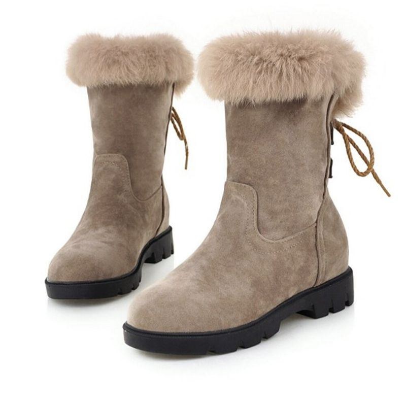 Plus Size Dam Casual Straps Varma Plyschfoder Mid Calf Snow Boots