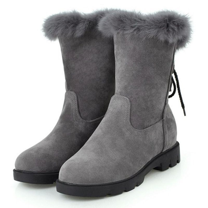 Plus Size Dam Casual Straps Varma Plyschfoder Mid Calf Snow Boots