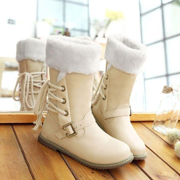 Plus Size Vinter Damer Håller Varma Stor Size Casual Outdoor Plysch Snow Boots