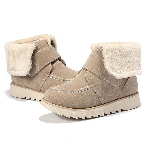 Vinter Dam Mocka Flats Bomullsstövlar Pälsfoder Casual Snow Boots