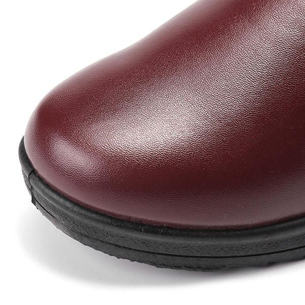 Vinterläderpälsfoder För Damer Bekväma Slip On Ankel Snow Boots