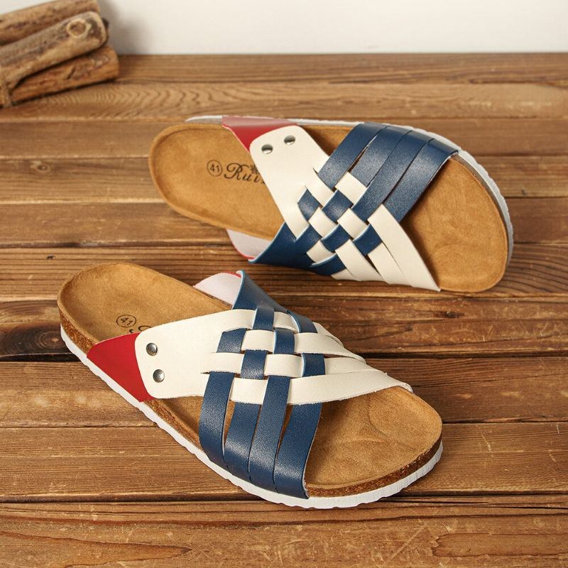 Herr Andas Halkfri Korkbotten Strand Casual Slide-tofflor